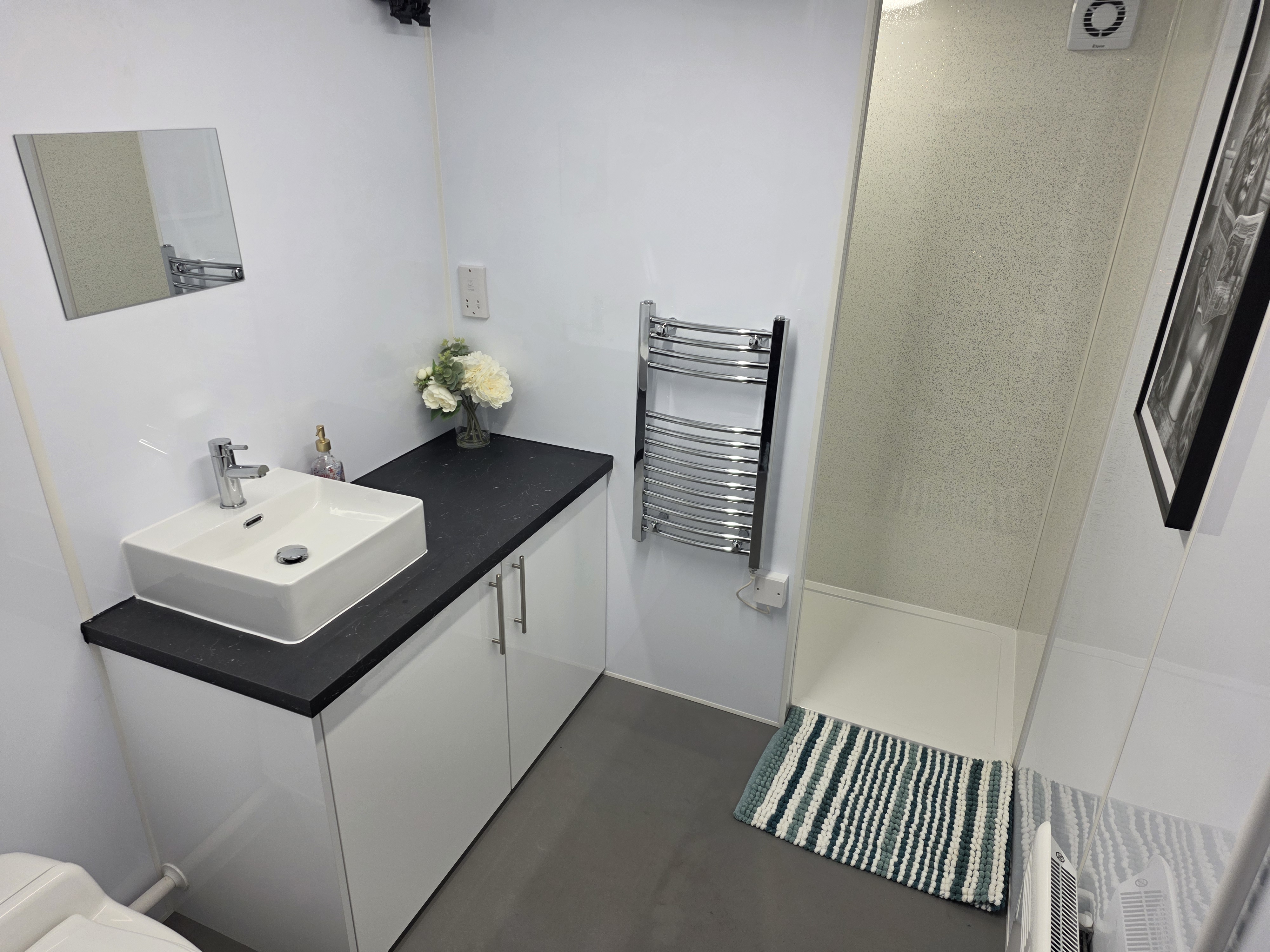 Bathroom pod — full-width interior view